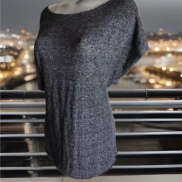 Anthropologie Sparkle & Fade Top Open Knot Back-  Gray Black Mix -Size M - Picture 2 of 9